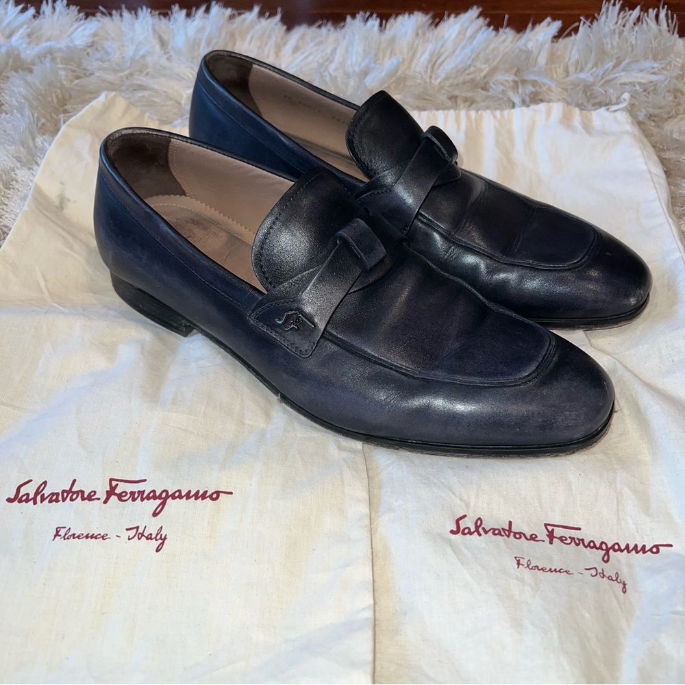 Salvatore Ferragamo Men's Dark Leather Loafers